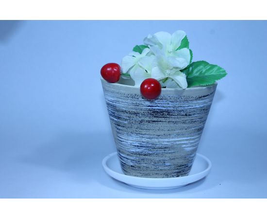 Горшок для цветов Котовская керамика Цветочный 2 бежевая полоса, 1.5 л 10001181 – изображение 3