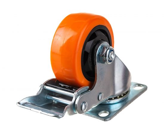 Колесо большегрузное полиуретановое поворотное с тормозом PVC Medium 75 мм MFK-TORG 4024075 PVC – изображение 3