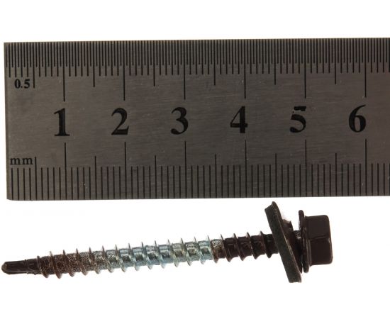 Кровельный саморез Качественный КРЕПЕЖ коричневый 4,8\51 RAL 8017 55 шт 0300121 КЧ – изображение 2