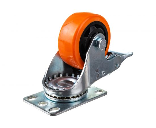 Колесо большегрузное полиуретановое поворотное с тормозом PVC Medium 75 мм MFK-TORG 4024075 PVC – изображение 4