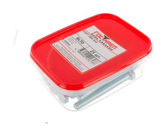 Болты Госкреп DIN933 М8х70, 25 шт. пл.конт 280 мл 6-0046910 – изображение 5