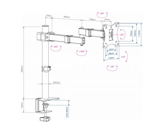Кронштейн для мониторов Arm media LCD T03 black 10221 – изображение 9