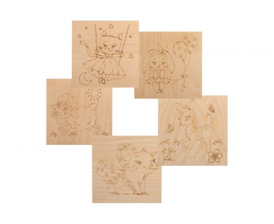 Доски для выжигания REXANT 5шт. Зверюшки 12-0933 