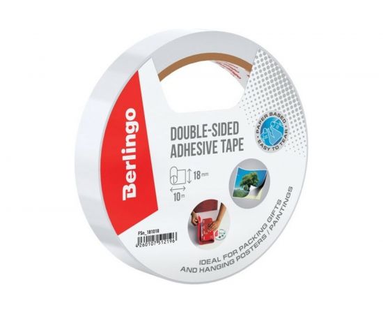 Двусторонняя клейкая лента Berlingo 18 мм х 10 м FSn_181018 