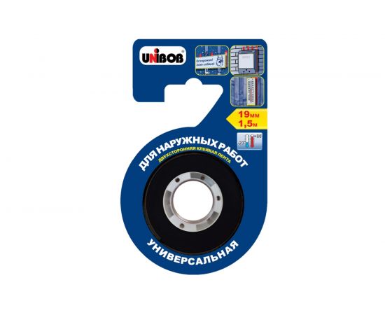 Клейкая лента UNIBOB двусторонняя, вспененная для наружных работ 19 мм х 1,5 м 214992 – изображение 2