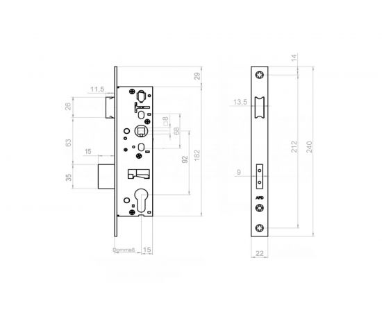 Корпус замка DOORLOCK PL201 35/92/22/8 N никелированный, для дверей из алюминиевого профиля 75383 – изображение 2