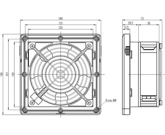 Решетка KIPVENT-200.01.230 вентиляционная впускная с фильтром и вентилятором KIPPRIBOR 00000078913 – изображение 2