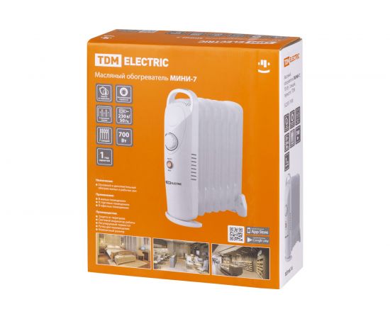 Масляный обогреватель TDM МИНИ-7, 700 Вт, 7 секций, термостат, SQ2501-0908 – изображение 5