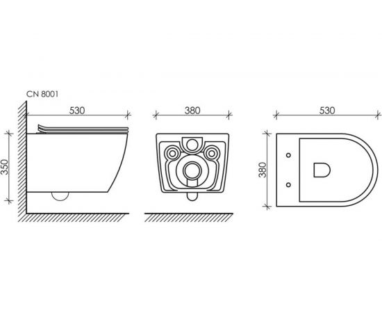 Подвесной унитаз Ceramica Nova PEARL Rimless с крепежом, с сиденьем-крышкой с микролифтом CN8001 – изображение 8
