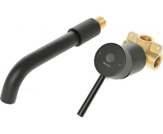 Смеситель для раковины скрытого монтажа Orange Karl черный M05-722b 