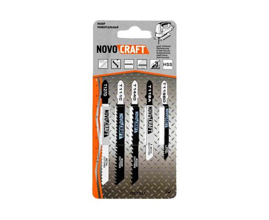 Набор пилок универсальный (5 шт; T127D, Т111С, T144D, Т118A, Т119BO; Т-хвостовик) для лобзика Novocraft SET5УНИВ 