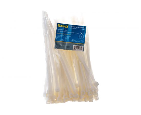 Хомут стяжка DolleX 7,6х200 нейлоновая уп. 100 шт. белый SN-820 
