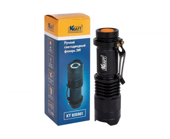 Ручной светодиодный фонарь KRAFT LED, 3W KT 835901 