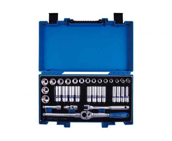 Набор торцевых головок с принадлежностями 3/8"" KING TONY шестигранные, 7-24 мм, 33 предмета 3533MRV 