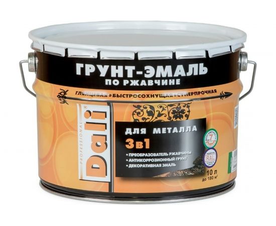 Грунт-эмаль по ржавчине 3 В 1 DALI Водная синь RAL 5021 10 л 1 45800 