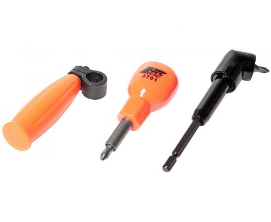 Отвертка с набором бит с угловым переходником 90град. JTC-3701 