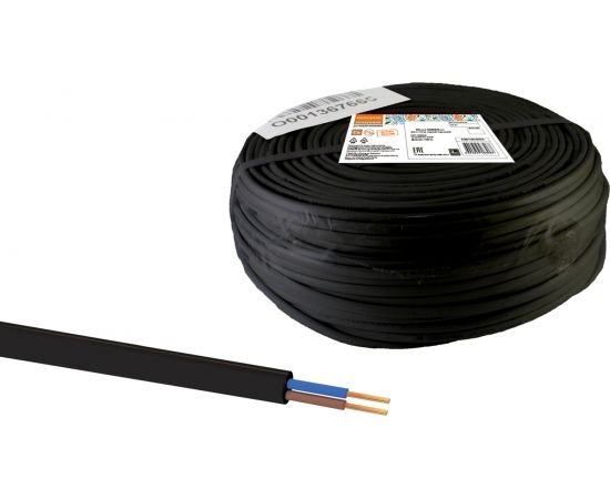 Шнур TDM ШВВПмб 2х0,5 100м, черный Народный SQ0120-0303 