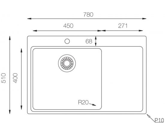 Кухонная мойка TOPZERO нержавеющая сталь MM780.510.60.GT10K L – изображение 2