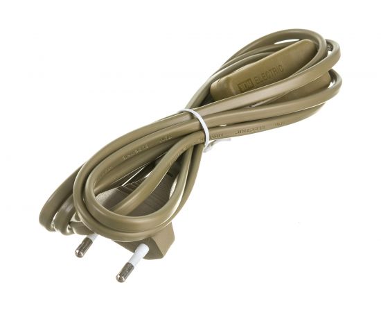 Шнур с выключателем и плоской вилкой TDM ШУ01В ШВВП 2x0,75мм2 2м. бронза SQ1305-0003 – изображение 2