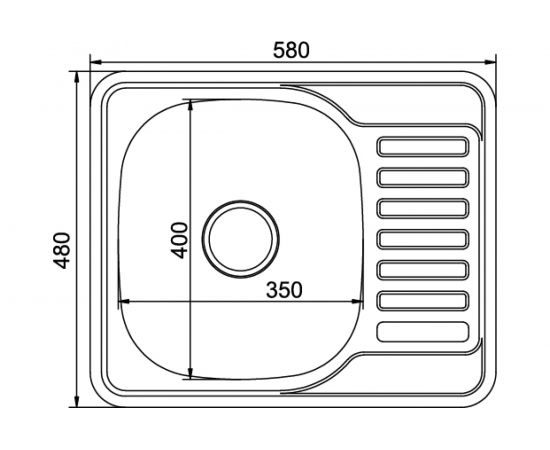 Врезная мойка mixline 48х58х18 см, 0.8, левый выпуск 3 1/2, с сифоном 535617 – изображение 2