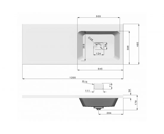 Умывальник Emmy Камила 1200 правый, с кронштейном 610018-13 – изображение 2