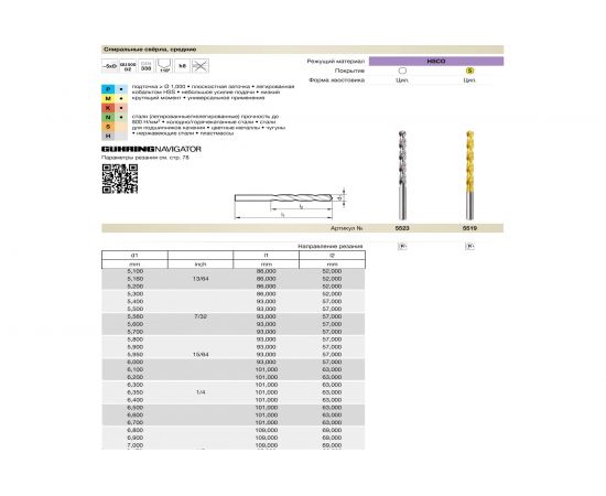 Сверло тип GU500DZ (6.8 мм, HSCO, без покрытия) Guhring 5523 6,800 – изображение 2