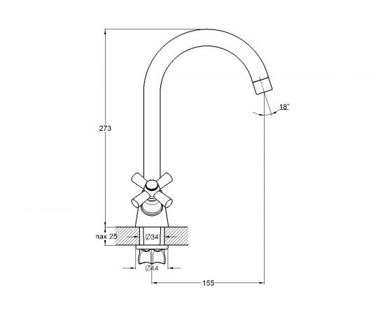 Смеситель для кухни G-lauf Solone с поворотным изливом, хром KOA4-C722 – изображение 2