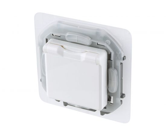 Розетка Legrand 2К+З IP 44 с откидной крышкой и шторками 16 А - 250 В - INSPIRIA - белый 673740 – изображение 3