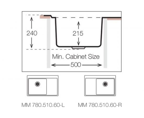 Кухонная мойка TOPZERO нержавеющая сталь MM780.510.60.GT10K L – изображение 3