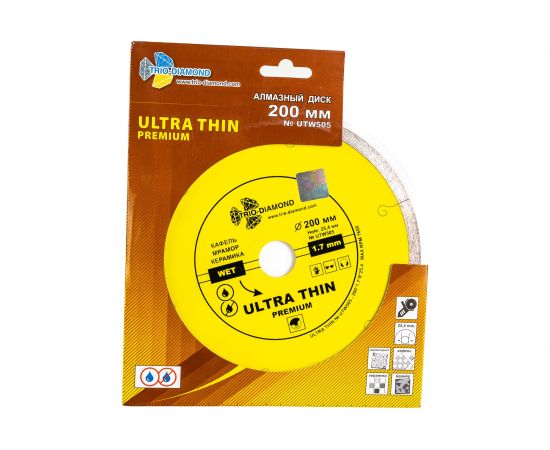 Диск алмазный отрезной Сплошной Ультратонкий Ultra Thin hot press (200х25.4 мм) TRIO-DIAMOND UTW505 – изображение 4