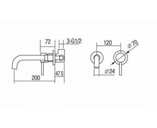 Смеситель для раковины скрытого монтажа Orange Karl черный M05-722b – изображение 5