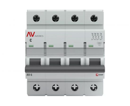 Автоматический выключатель EKF AVERES AV-6, 4P, 32A, C, 6kA, SQ mcb6-4-32C-av 