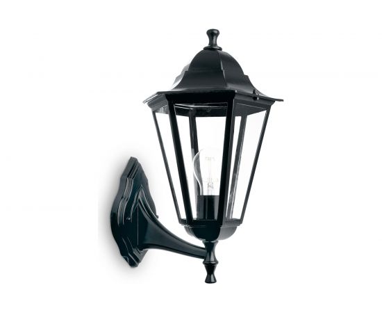Садово-парковый светильник, шести��ранный на стену вверх 100W E27 230V, черный Feron 6201 11064 