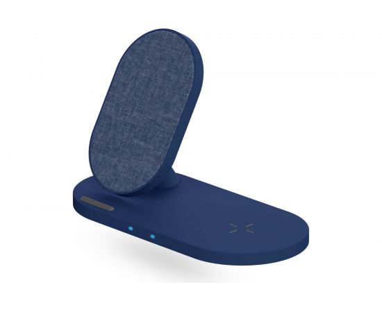Беспроводная зарядка Interstep 10Вт Qi+10Вт Qi WCH-2CDUO ткань синий, 74820 