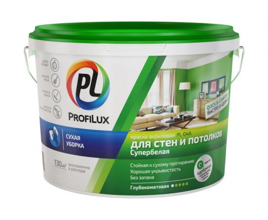 Краска Profilux ВД PL 04А акриловая белая 14 кг МП00 004685 