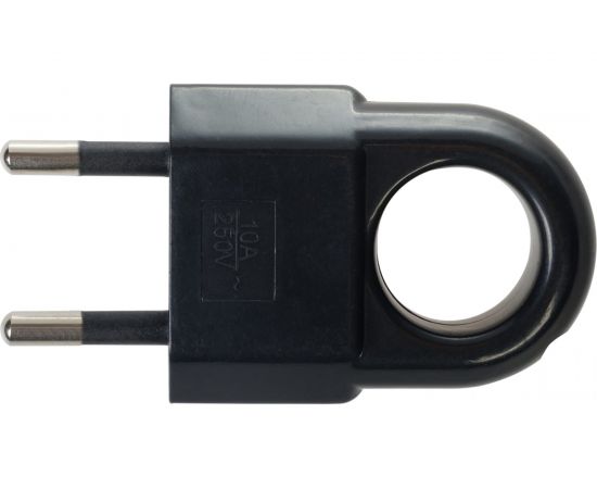 Вилка duwi без заземления с кольцом черная 10А 250В евровилка CEE 7/16 30475 3 