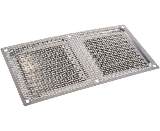 Решётка металлическая с сеткой (серебряная; 100x200 мм) Эвент ВРС 