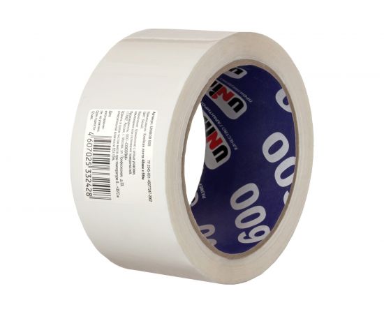 Упаковочная клейкая лента UNIBOB 600 белая 48 мм х 66 м 214930 