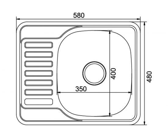 Врезная мойка mixline 48х58х18 см, 0.8, правый выпуск 3 1/2, с сифоном 535618 – изображение 2