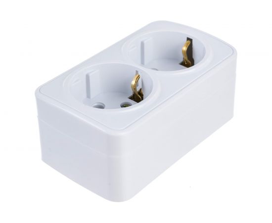 Розетка Intro Polo двойная с заземлением 2x2P+E Schuko, 16A-250В, IP20, открытая установка, Polo, белый, Б0053573 – изображение 2