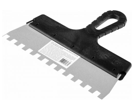 Шпатель из нержавеющей стали Россия 250 мм, зуб 10х10 мм 85129 – изображение 2