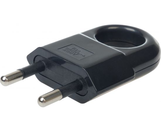 Вилка duwi без заземления с кольцом черная 10А 250В евровилка CEE 7/16 30475 3 – изображение 2