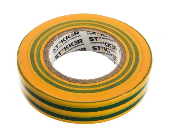 Изоляционная лента STEKKER 0,13x15 мм, 20 м, желто-зеленая, INTP01315-20 32832 – изображение 2