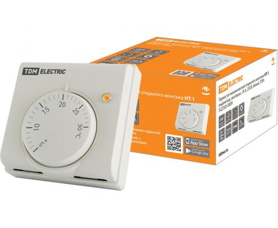 Термостат механический открытого монтажа НТ-1 (индикатор; вкл/выкл; 10 А; 230 В; белый) TDM SQ2503-0009 – изображение 2