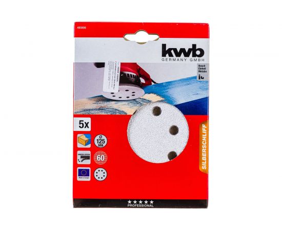 Круг шлифовальный 125 мм К60 5 шт KWB 495906 – изображение 2