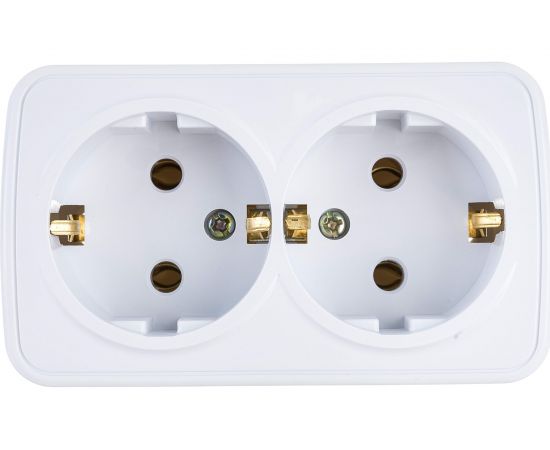 Розетка Intro Polo двойная с заземлением 2x2P+E Schuko, 16A-250В, IP20, открытая установка, Polo, белый, Б0053573 – изображение 3