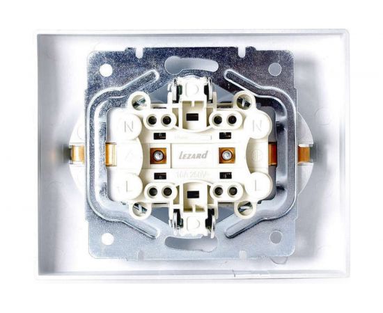 Двойная розетка Lezard KARINA, с заземлением, ПБТ, матовое серебро 707-4300-127B – изображение 3