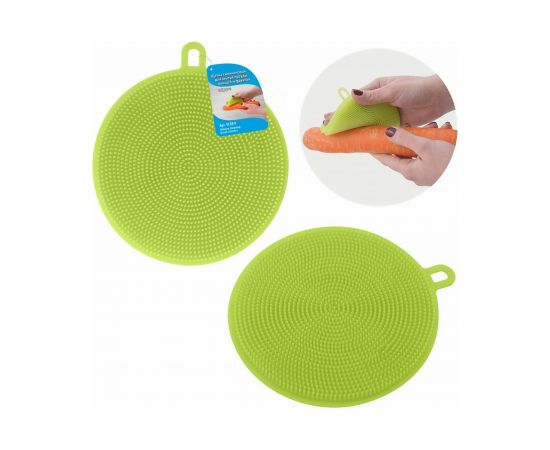 Силиконовая щетка для мытья посуды, овощей и фруктов МУЛЬТИДОМ Круг D10,5 см VL58-9 – изображение 3