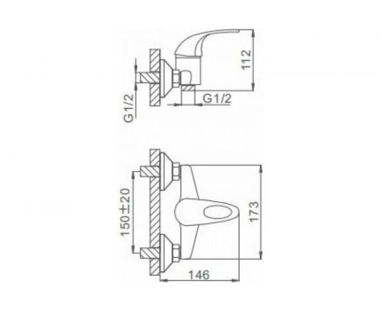 Смеситель для душа FRAP 40к F2002-B с отверстием, шланг и лейка F04 517054 – изображение 3