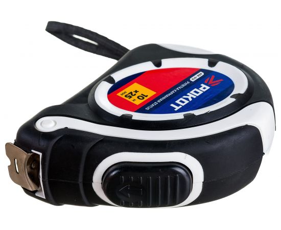 Рулетка РОКОТ карманная STATUS автостоп, 10мх25мм 658-012 – изображение 3